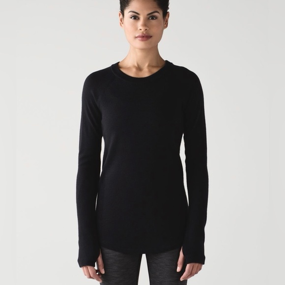 Lululemon sit in lotus merino wool sweater black womens size 6 - Picture 2 of 7